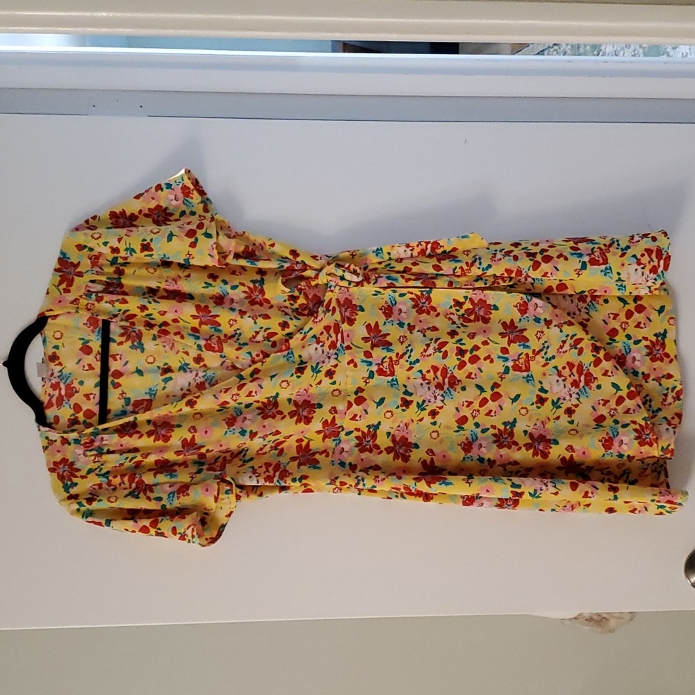J Crew Wrap dress Floral yellow and red size 12